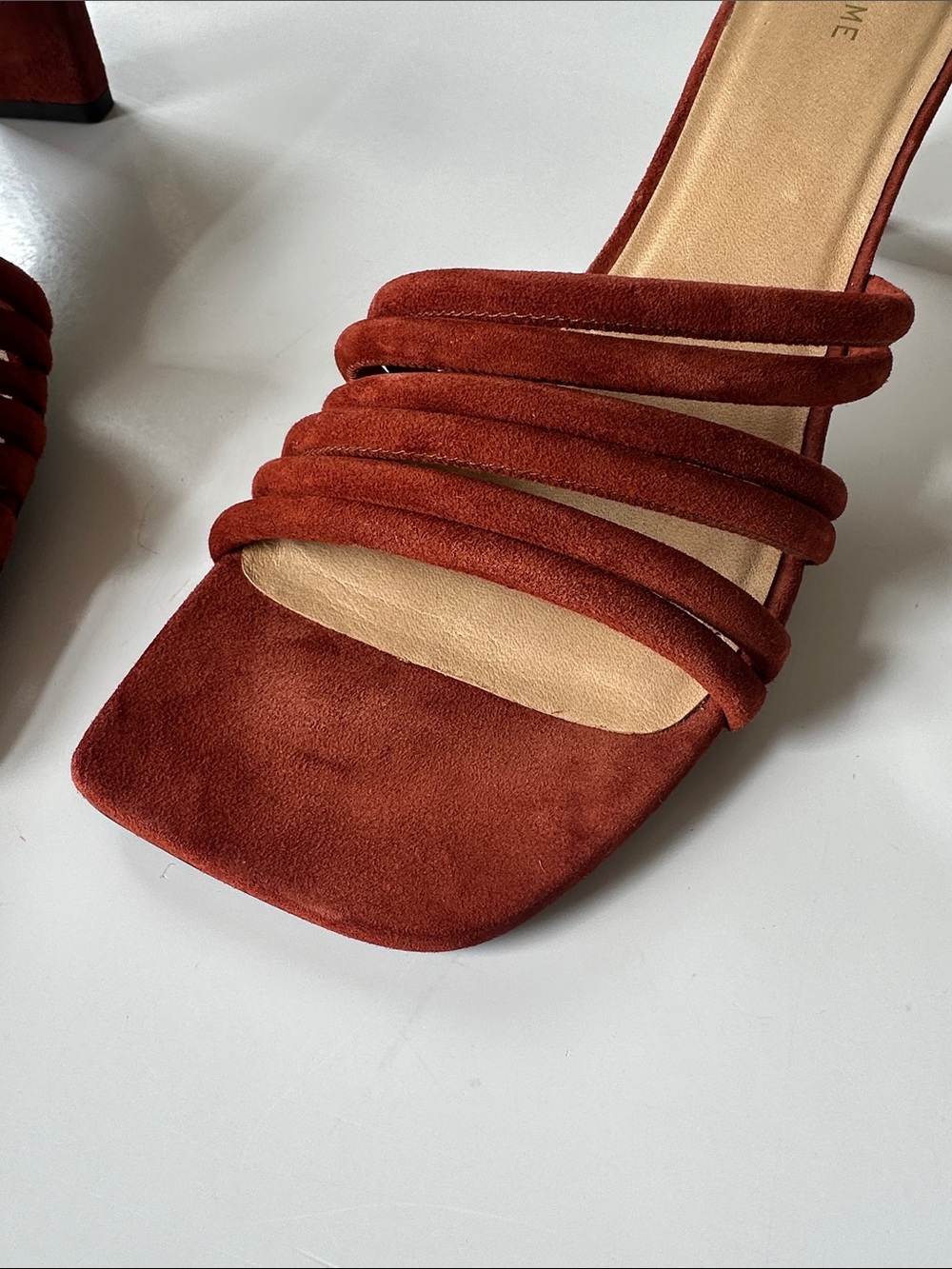 Frame Le Tonga Suede Leather Mules Strappy Sandal EU38.5 US8 Brown Shoes Morocco - Picture 5 of 16